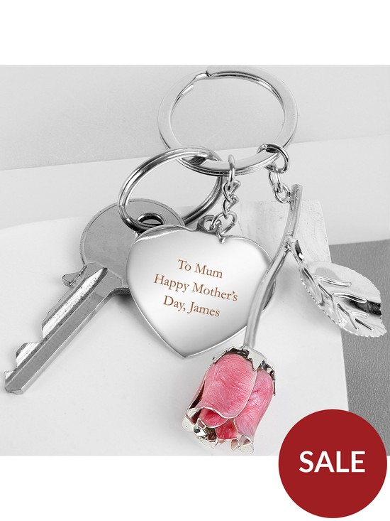 outfit image of the-personalised-memento-company-personalised-pink-rose-keyring