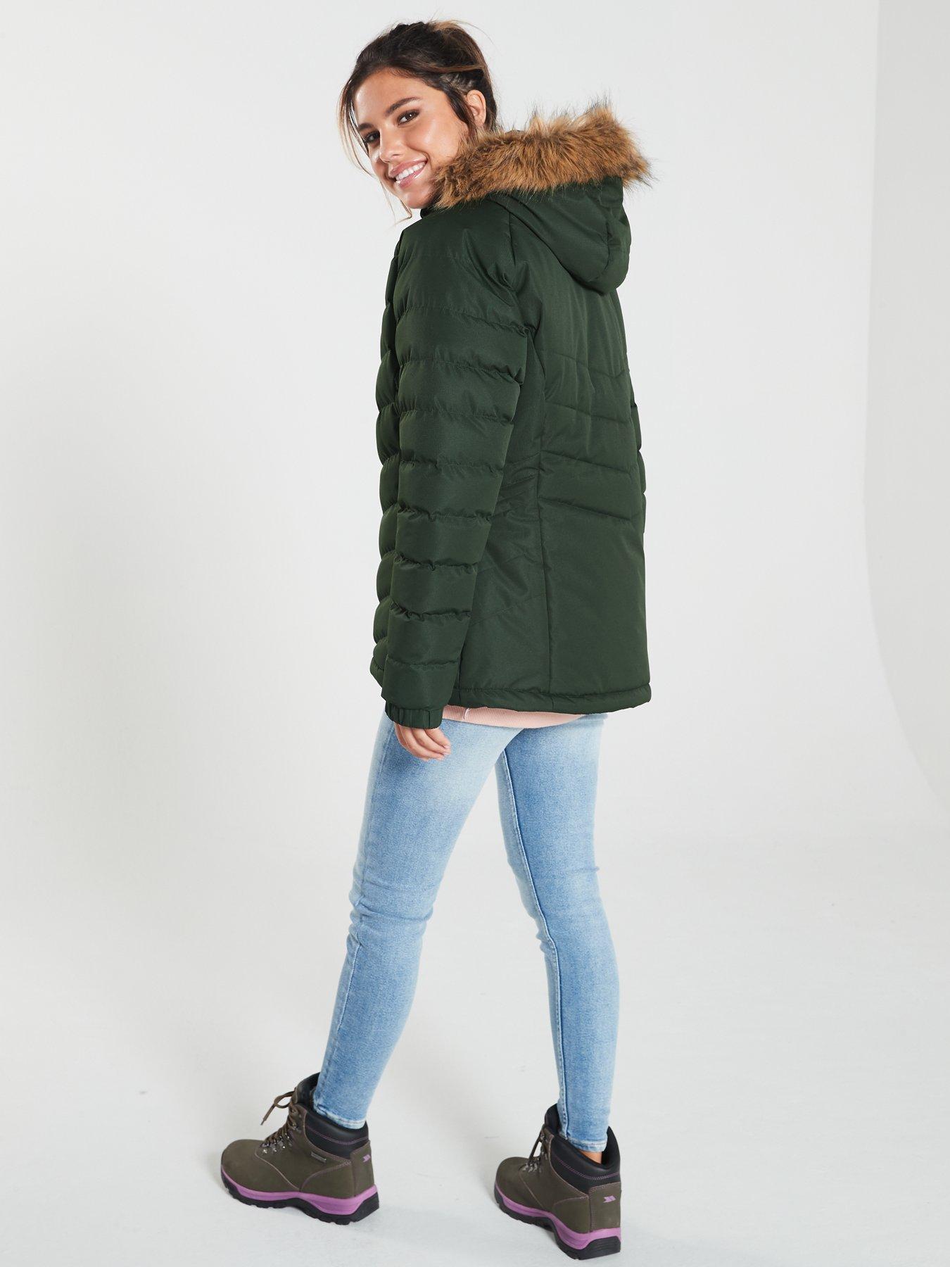 trespass nadina faux fur trim parka