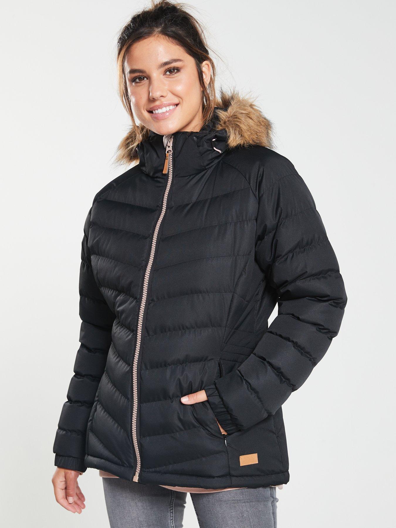 Trespass womens nadina outlet padded hooded jacket black