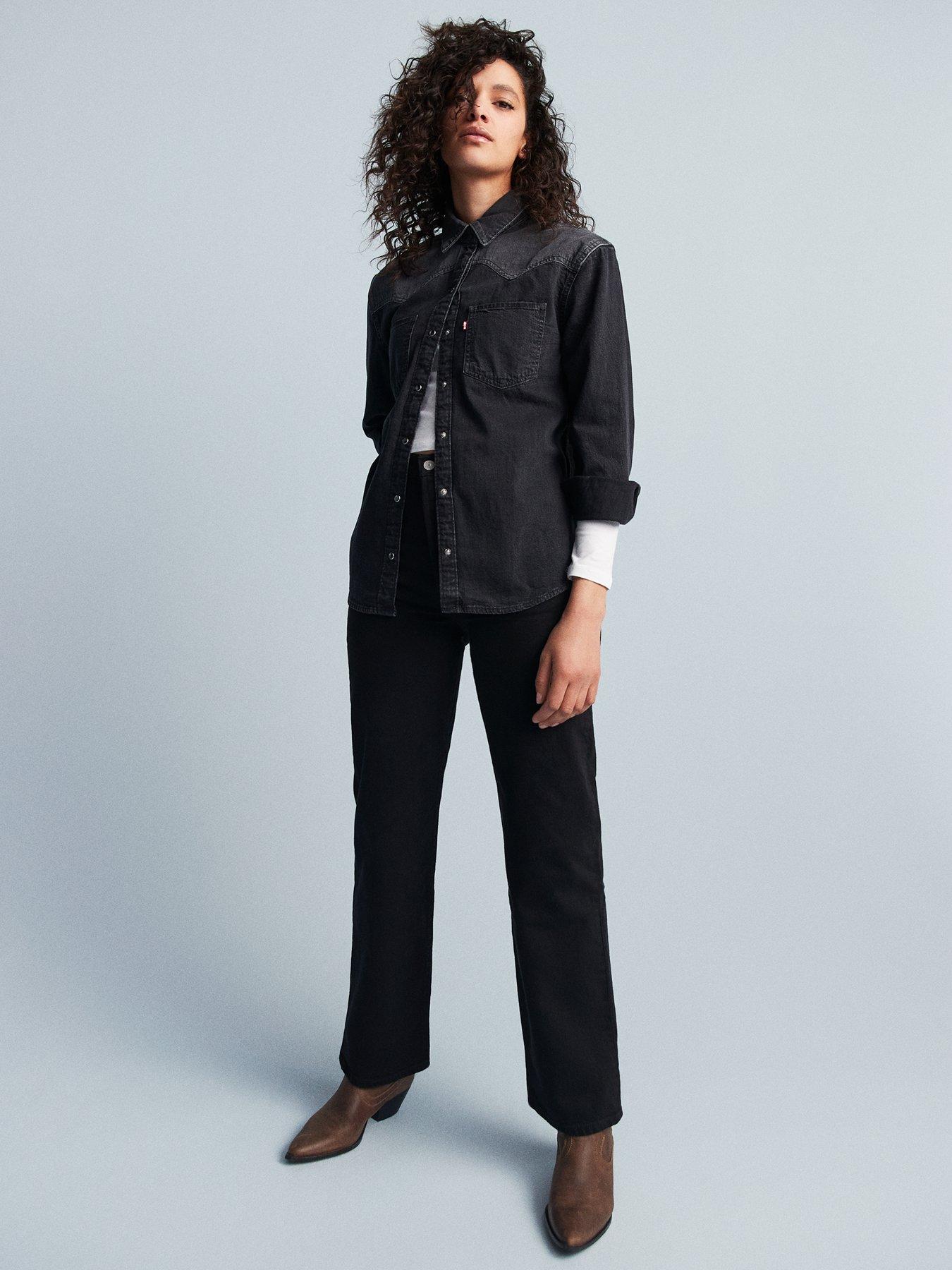 undefined Ribcage Straight Cropped Jean - Black Heart