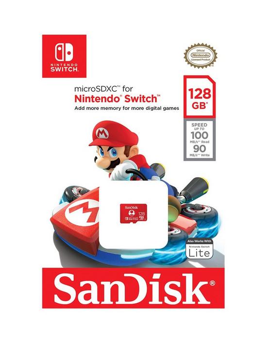 front image of sandisk-128gb-microsdxc-uhs-i-card-for-nintendo-switch