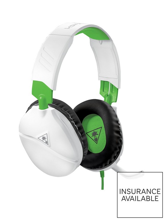 front image of turtle-beach-recon-70x-white-gaming-headset-for-xbox-one-xbox-series-x-ps5-ps4-switch-pc-white-amp-green