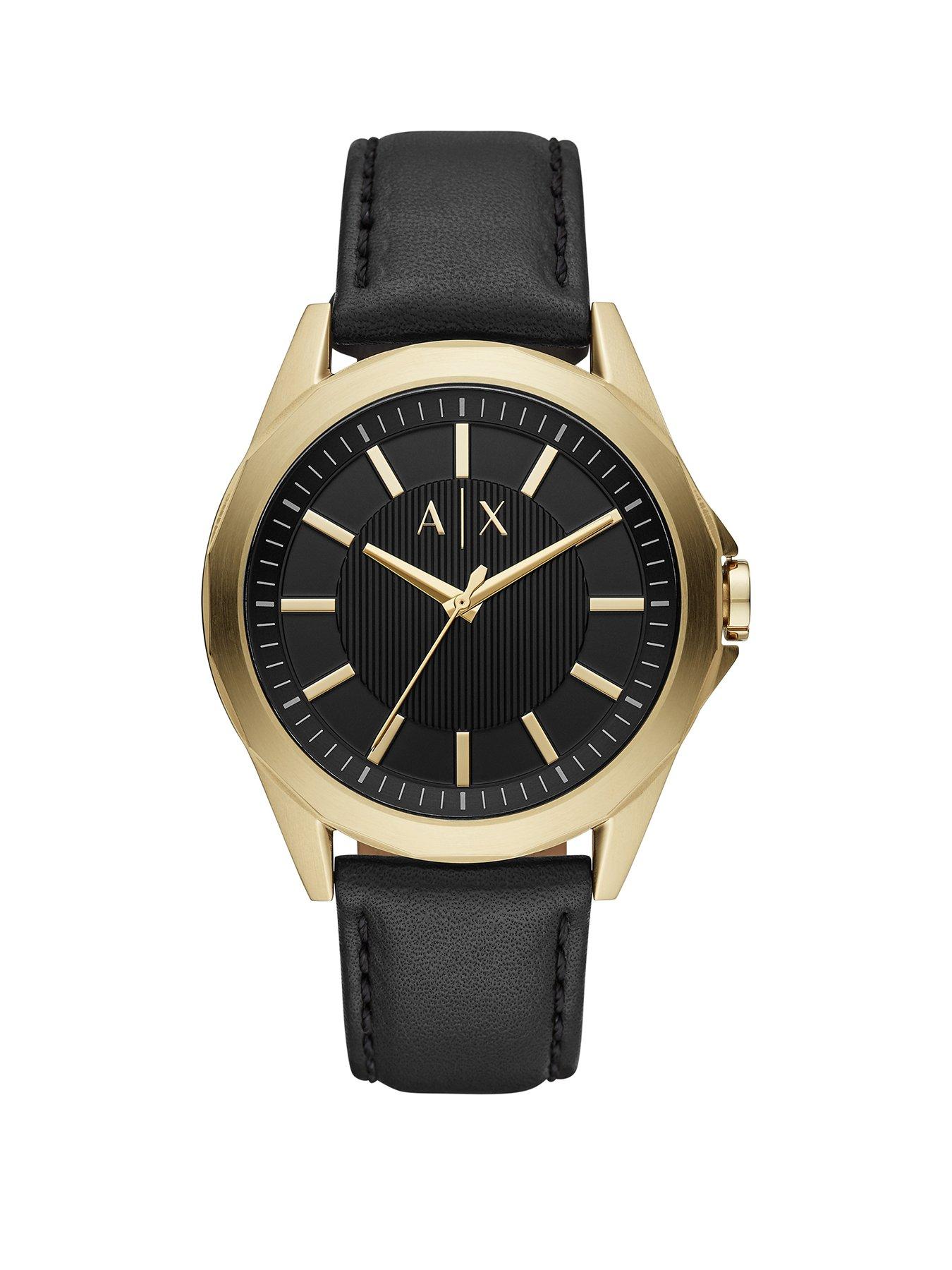 armani black and gold mens watch