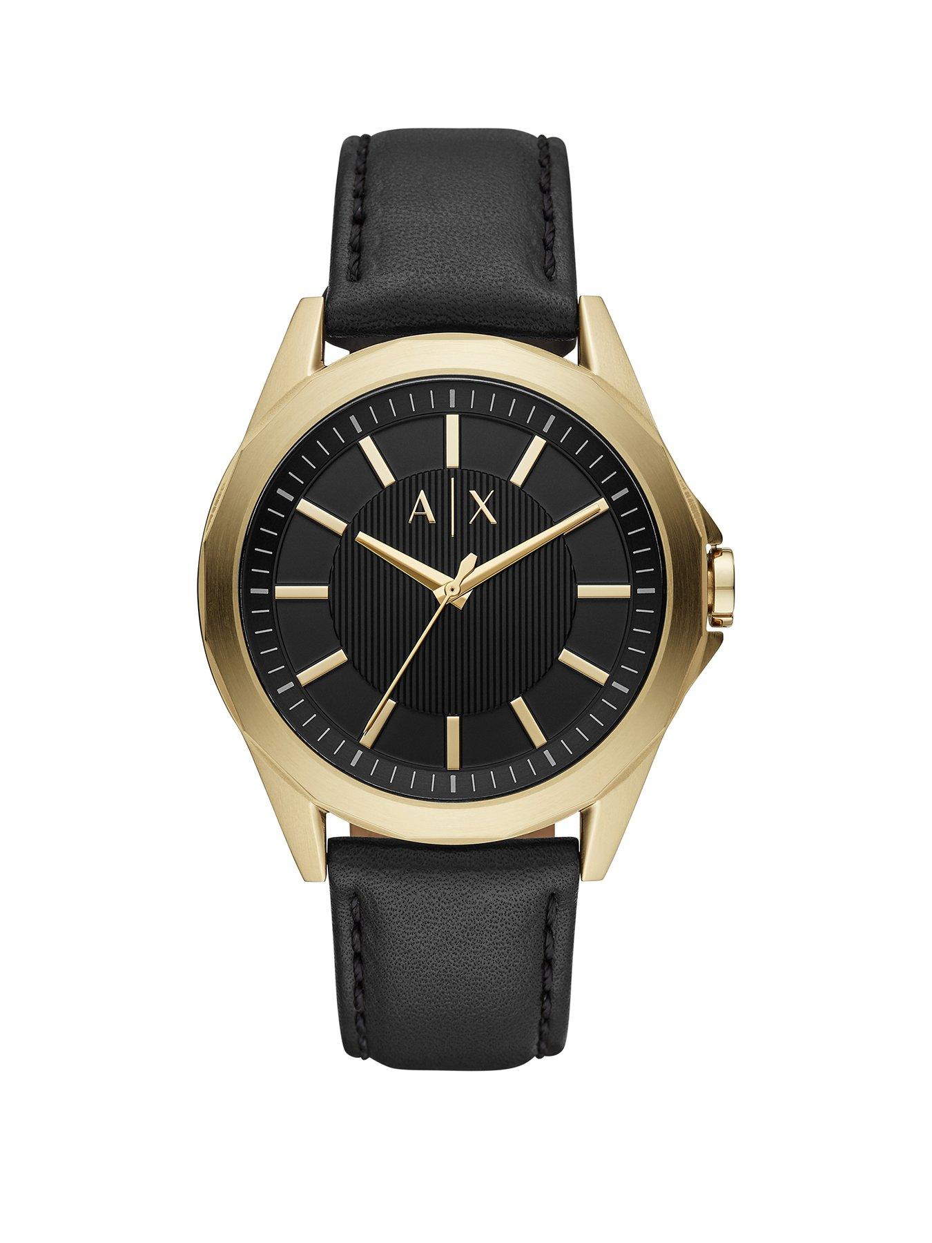 armani exchange black and gold mens watch