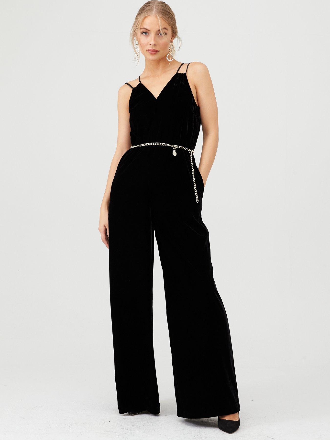 wide leg velvet jumpsuit