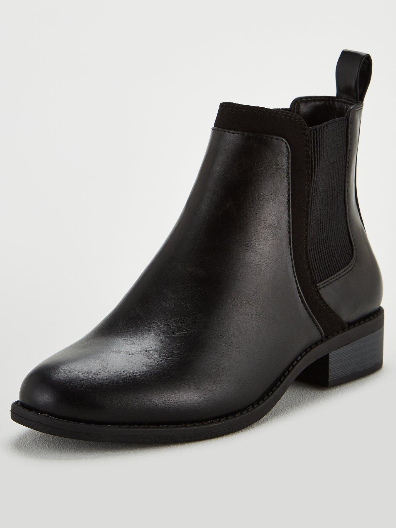 black flat chelsea boots