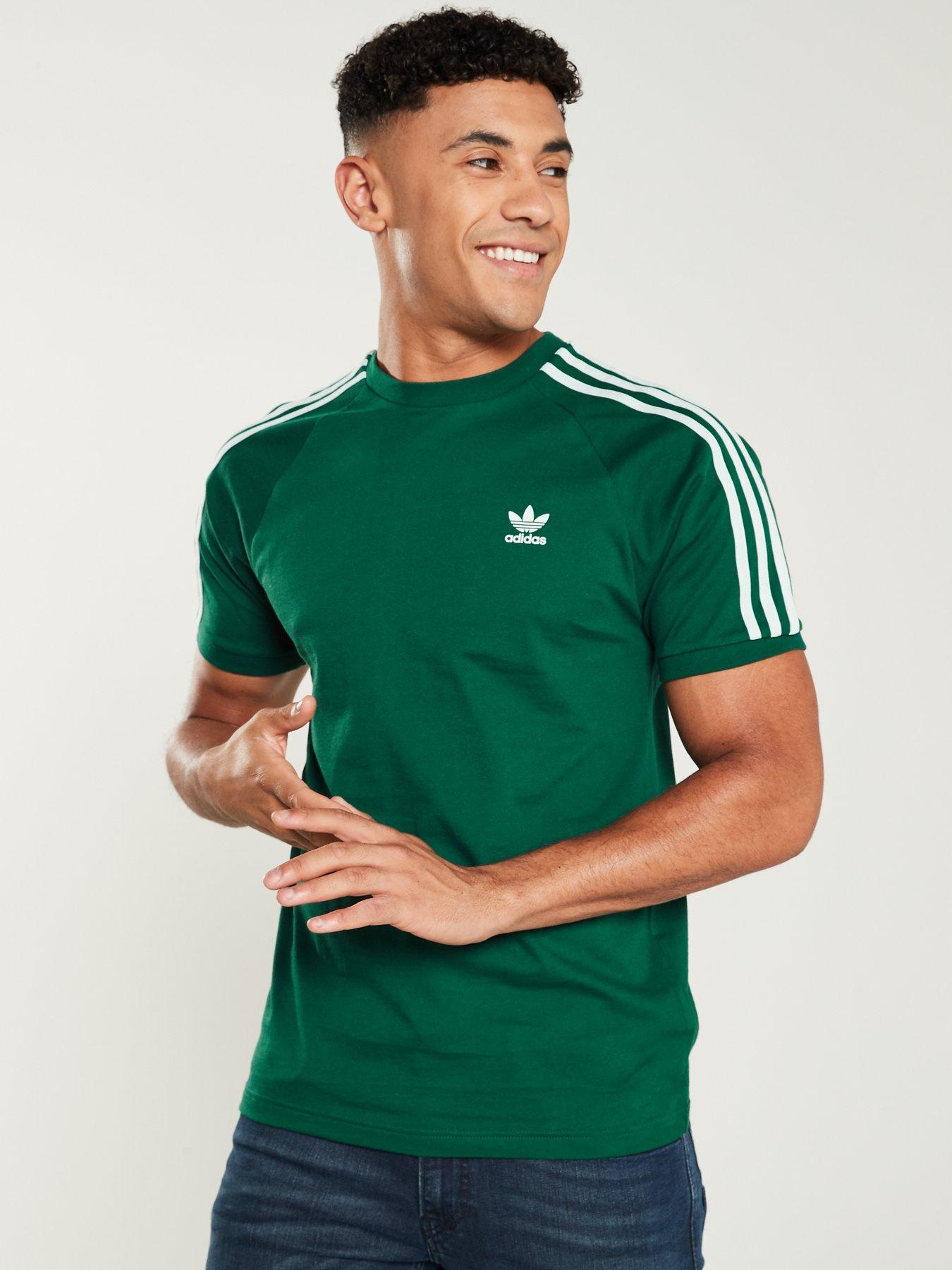 adidas originals california 3 stripe t shirt green