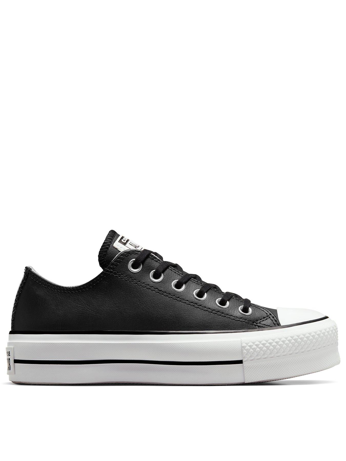 undefined Womens Leather Lift Ox Trainers - Black/White