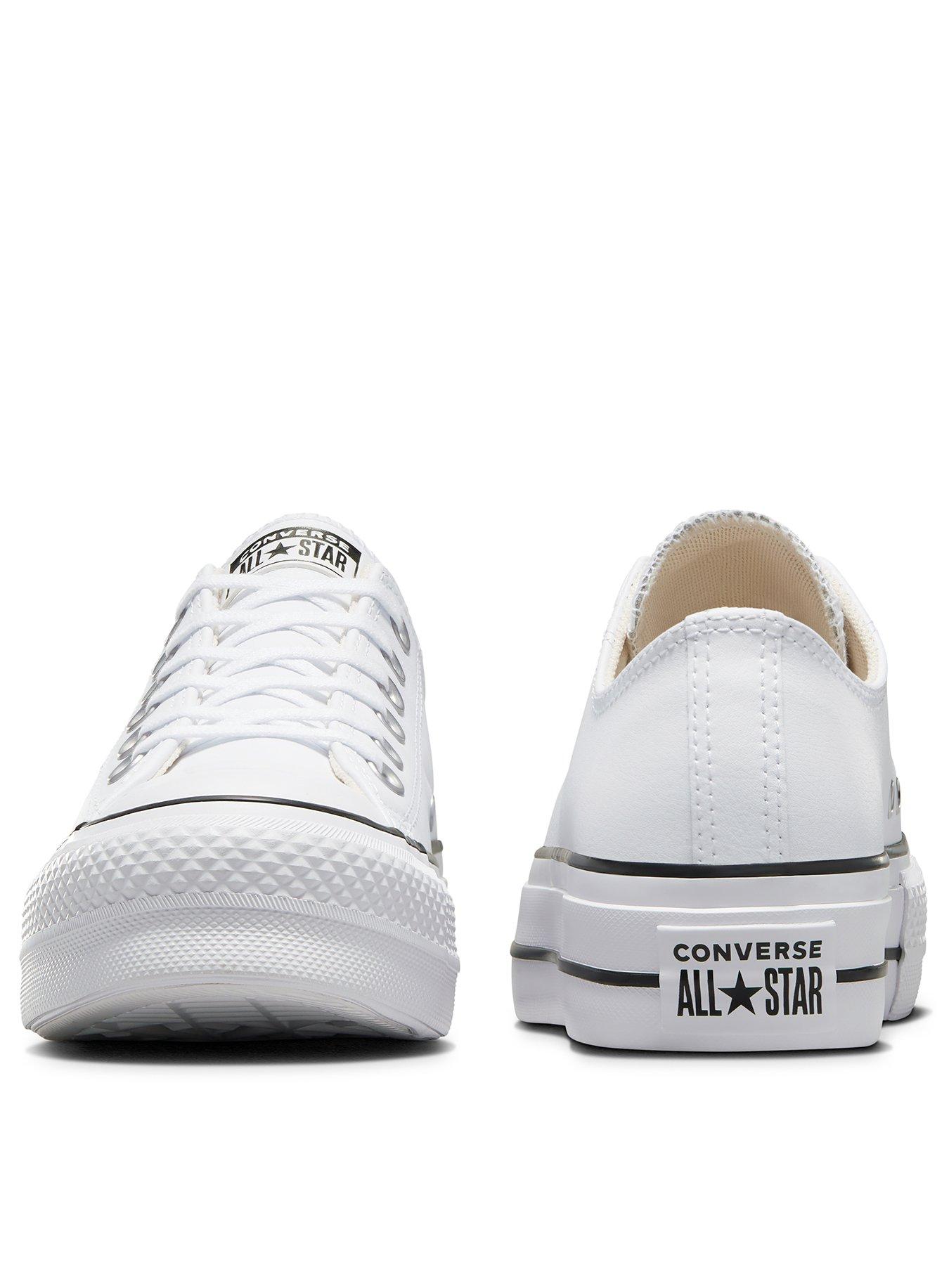 Converse Womens Leather Lift Ox Trainers White Black littlewoods