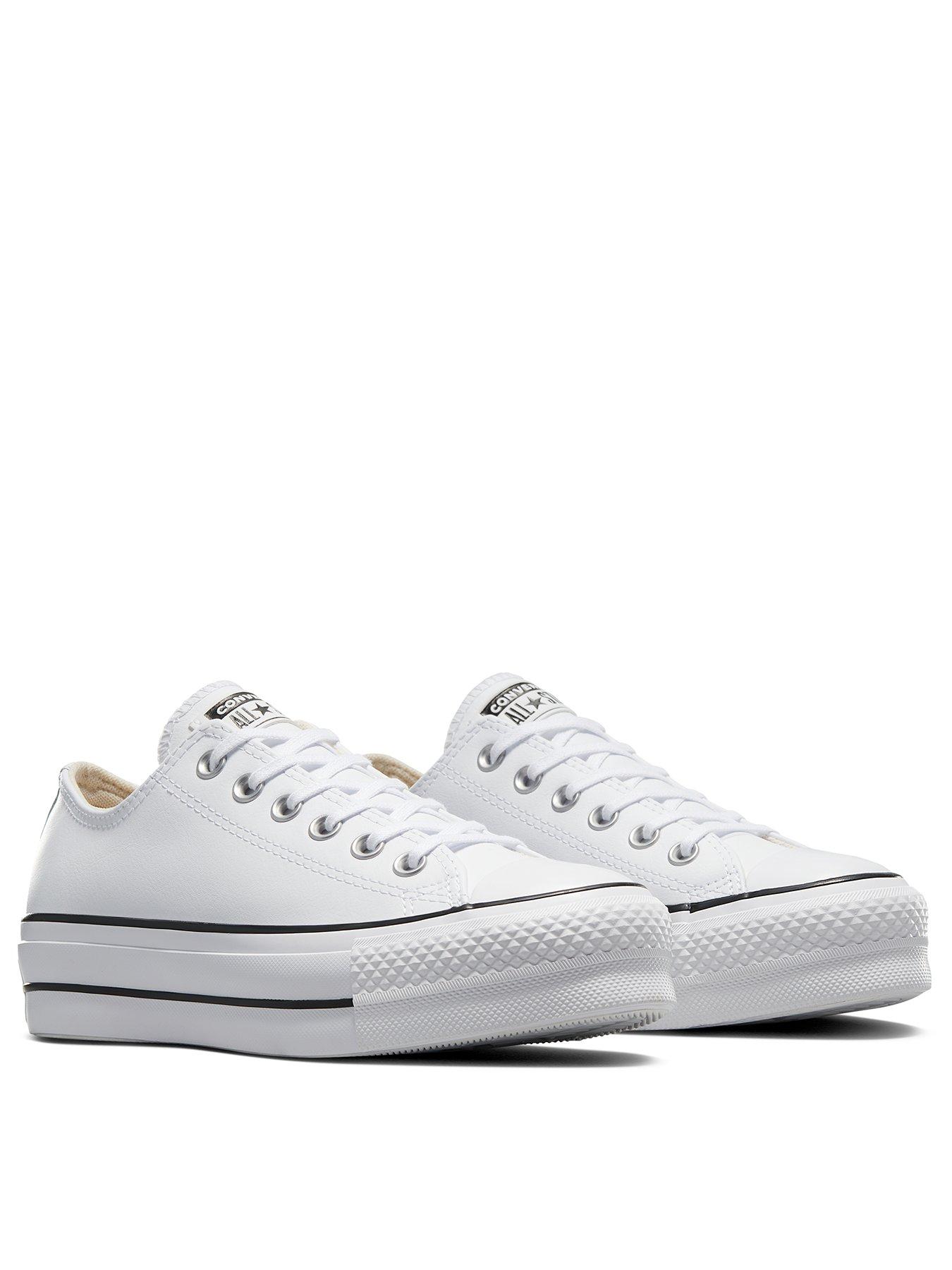 Black and white converse leather best sale