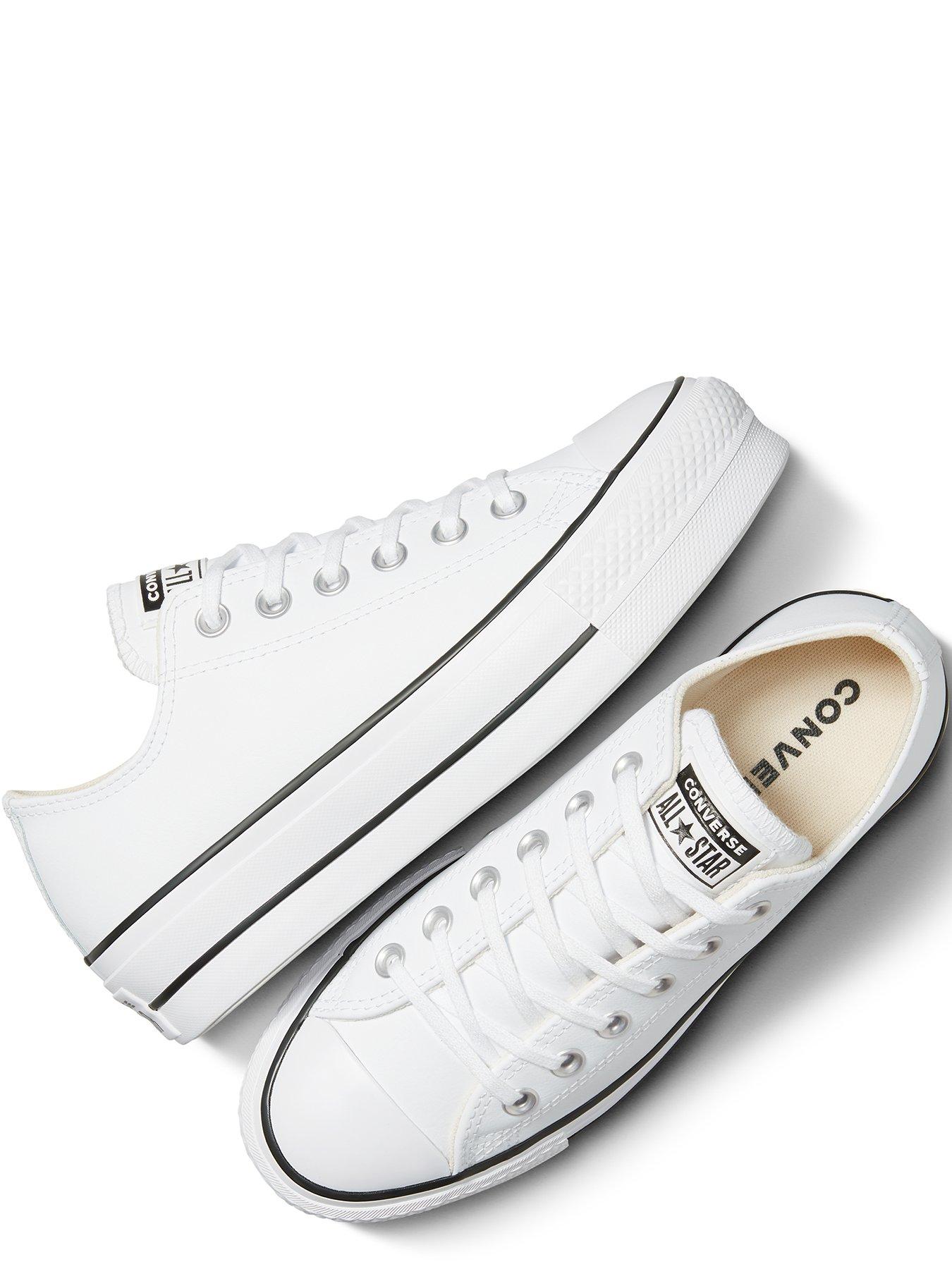 Converse Womens Leather Lift Ox Trainers White/Black Littlewoods