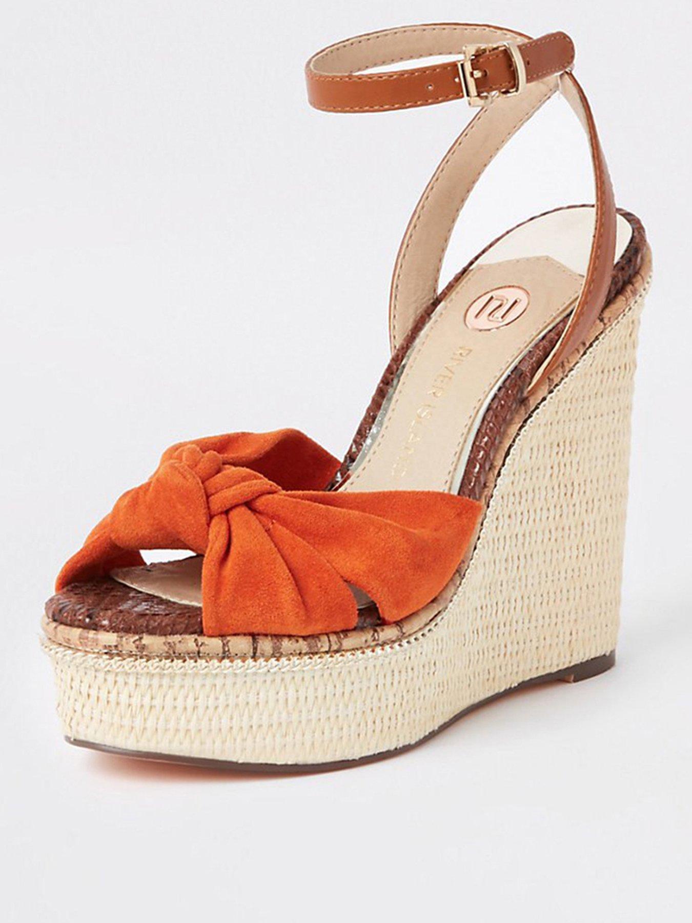 river island tan wedges