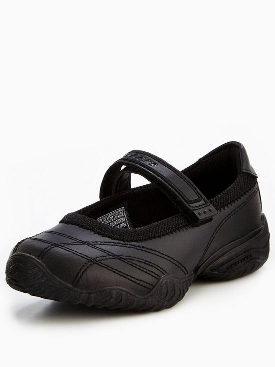 front image of skechers-girls-velocity-pouty-uniform-mary-jane-trainer-black