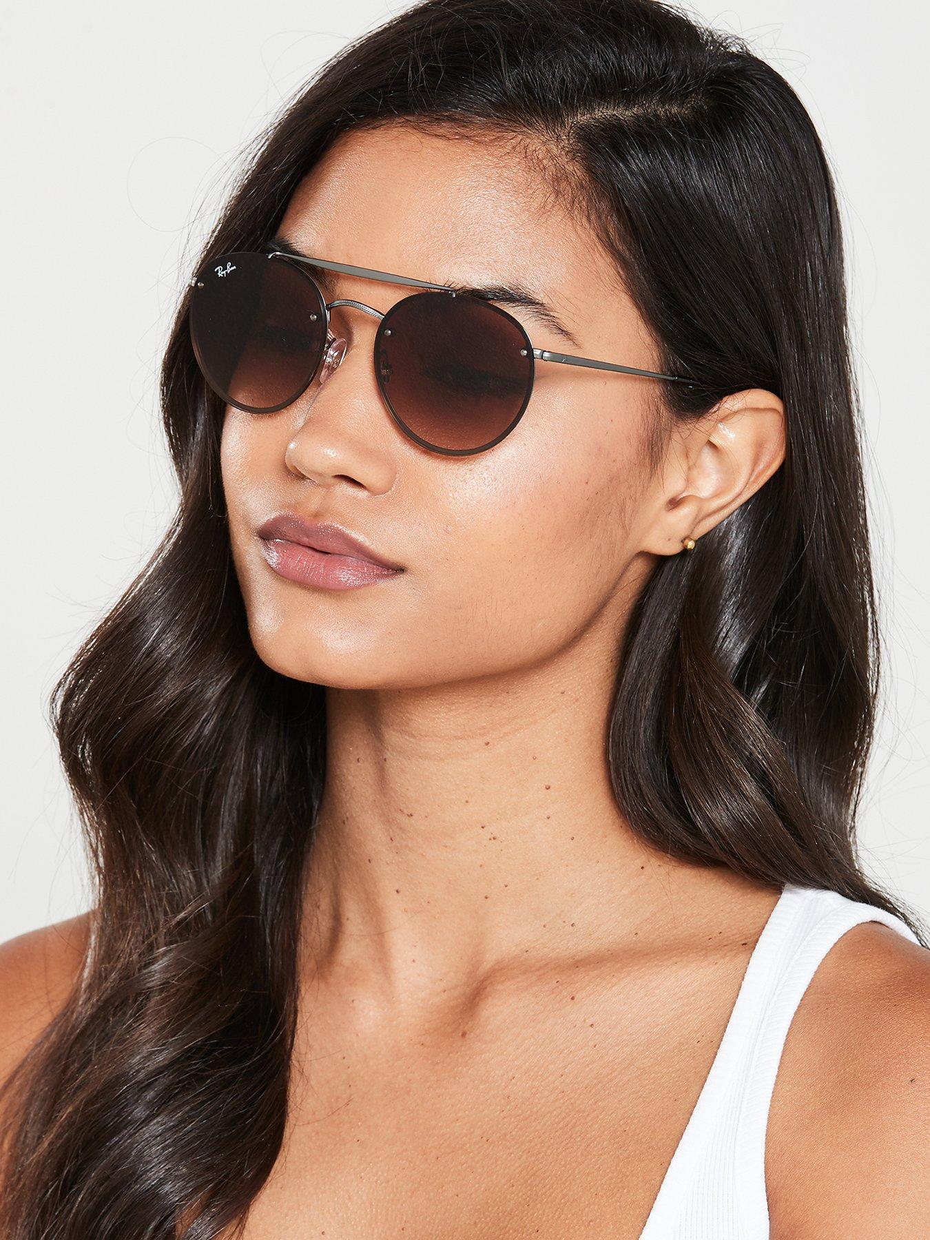 Ray Ban Blaze Round Double Bridge Sunglasses Demi Gloss Gunmetal Littlewoods Com