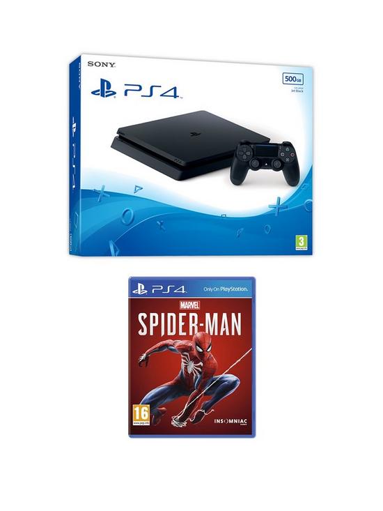 front image of playstation-4-ps4nbspwith-marvels-spider-man-and-optional-extras--nbsp500gb-console