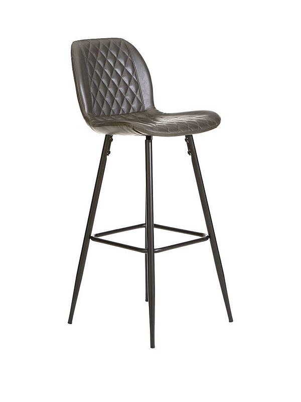 Alfie Faux Leather Bar Stool, Grey Leather Counter Stools