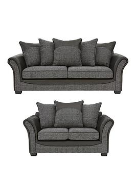 Very  Austin Fabric And Faux Snakeskin 3 Seater +2 Seater Scatter Back Sofa Set (Buy And Save!)