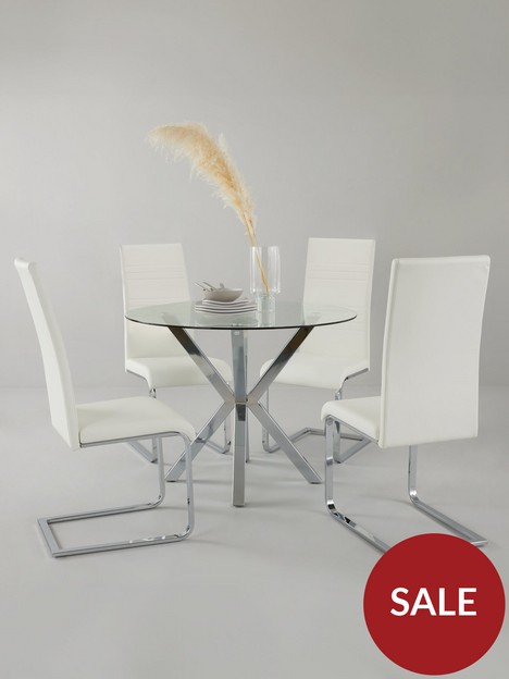 very-home-chopstick-100-cm-round-glass-dining-table-4-chairs