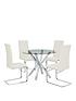  image of very-home-chopstick-100-cm-round-glass-dining-table-4-chairs