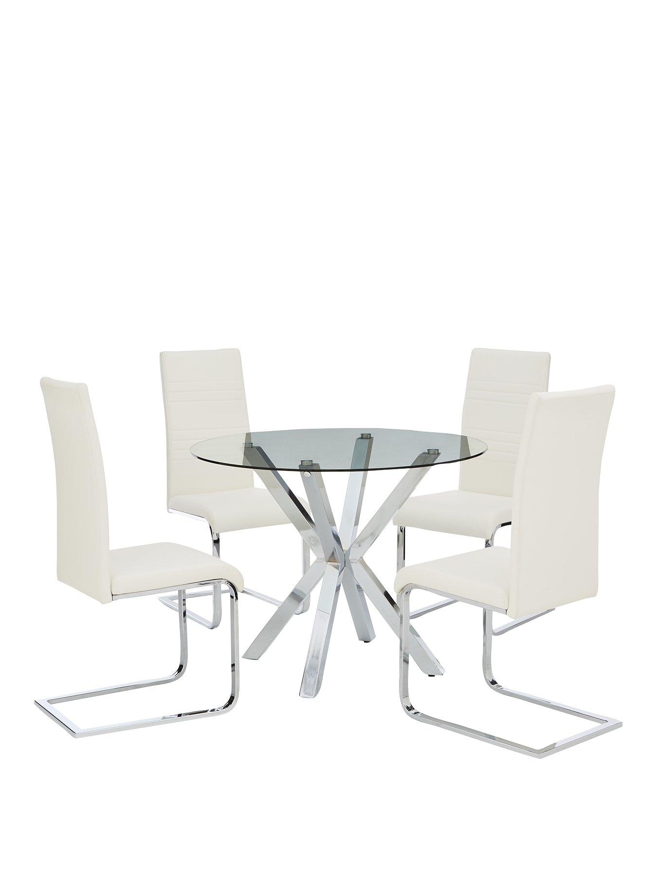 100cm round glass online dining table and chairs