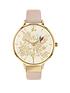  image of sara-miller-chelsea-white-and-gold-detail-love-birds-38mm-dial-nude-leather-strap-ladies-watch-nude