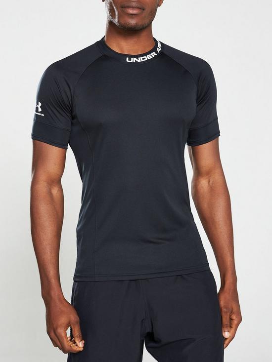 front image of under-armour-challenger-ill-training-tee-black