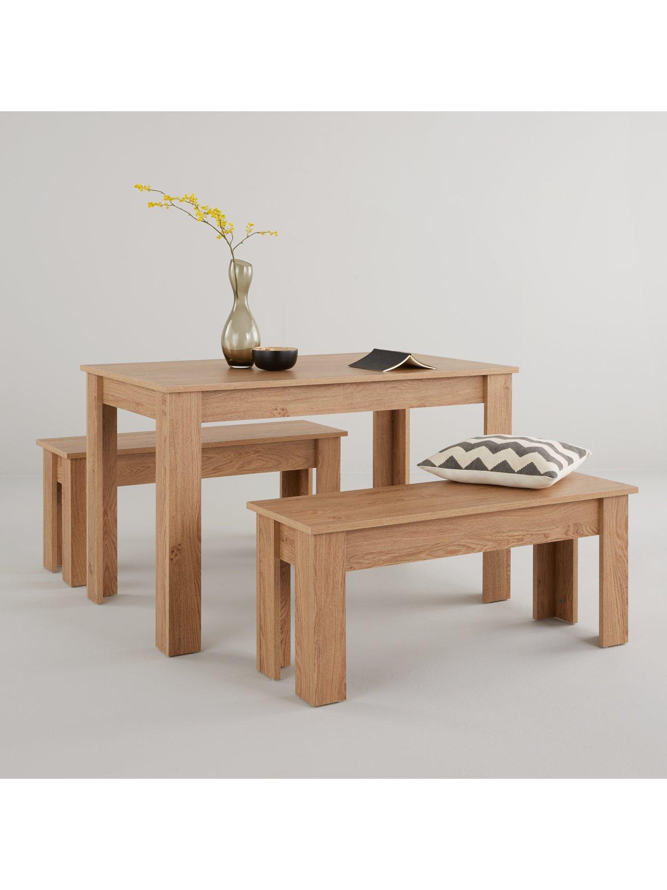 Cornwall 120 Cm Dining Table And 2 Benches Oak Effect Littlewoods Com