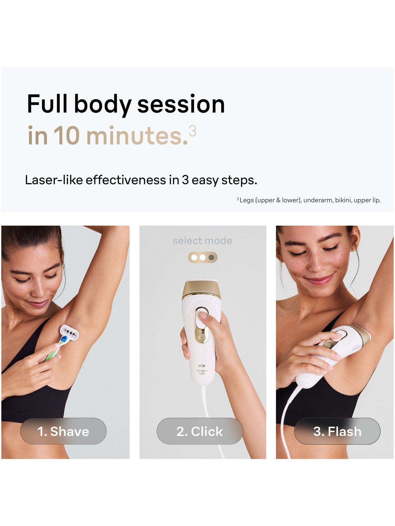 Image 4 of 6 of Braun IPL Silk-Expert Pro 5, At Home Hair Removal Device with Pouch PL5124&nbsp;- White/Gold