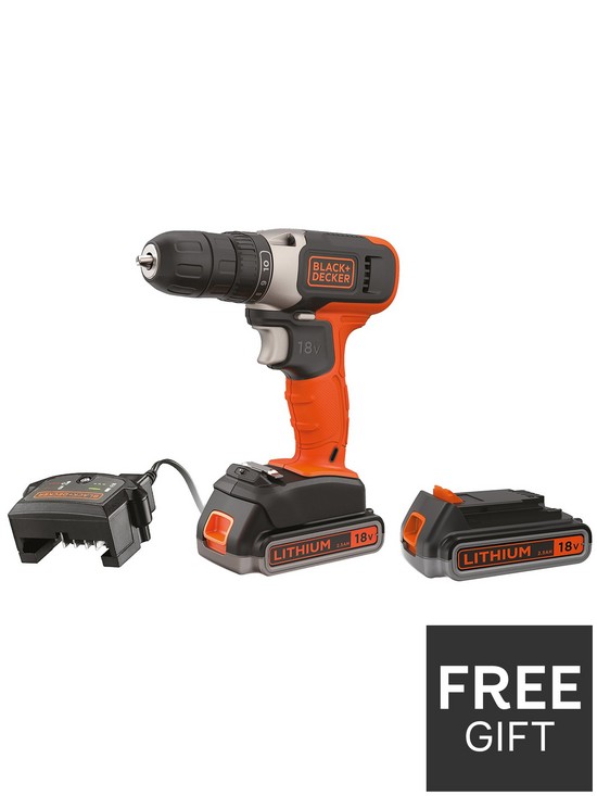 stillFront image of black-decker-18vnbsplithium-ion-cordless-drill-drive-with-2-batteries-amp-165-accessories-with-kitbox