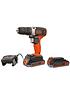  image of black-decker-18vnbsplithium-ion-cordless-drill-drive-with-2-batteries-amp-165-accessories-with-kitbox
