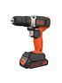  image of black-decker-18vnbsplithium-ion-cordless-drill-drive-with-2-batteries-amp-165-accessories-with-kitbox