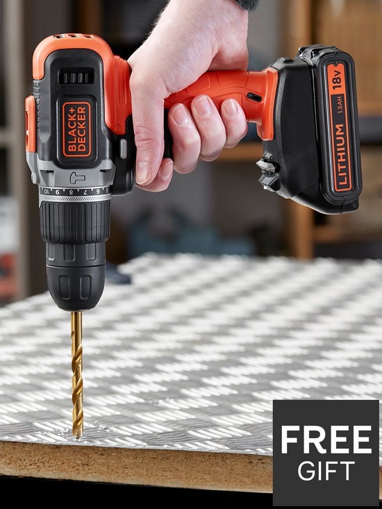 stillFront image of black-decker-18v-lithium-ion-combi-hammer-drill-with-2-batteries-165-accessories-with-kitbox