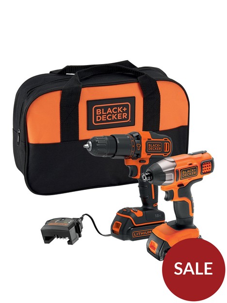 black-decker-18v-lithium-ion-twin-pack-kit-with-18v-hammer-drill-18v-impact-driver-2x-15ah-batteries-charger-amp-soft-bag