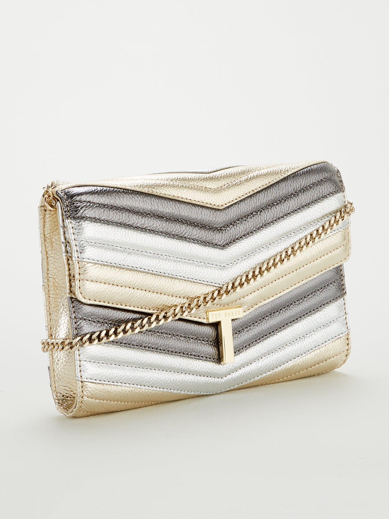 ted baker silver clutch bag