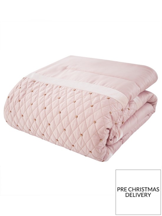 front image of catherine-lansfield-sequin-cluster-bedspread-throw-pink