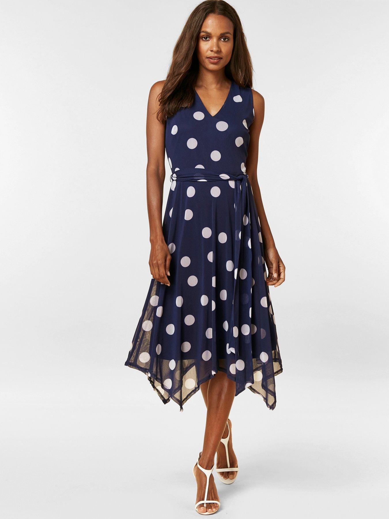 wallis navy polka dot dress