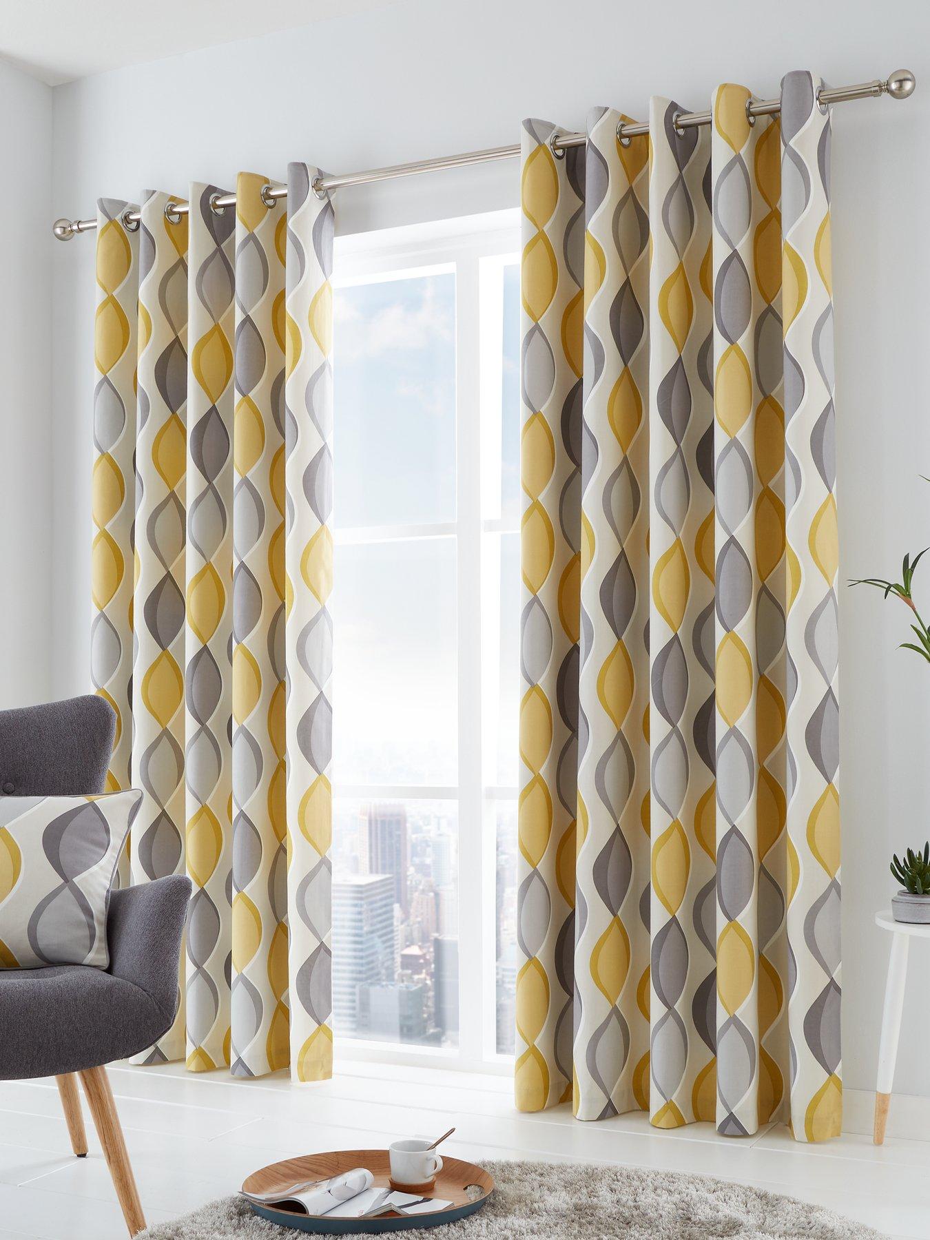 Delta MODERN Scandi Lined EYELET Ring Top Curtains Ready Made 3 COLOURS