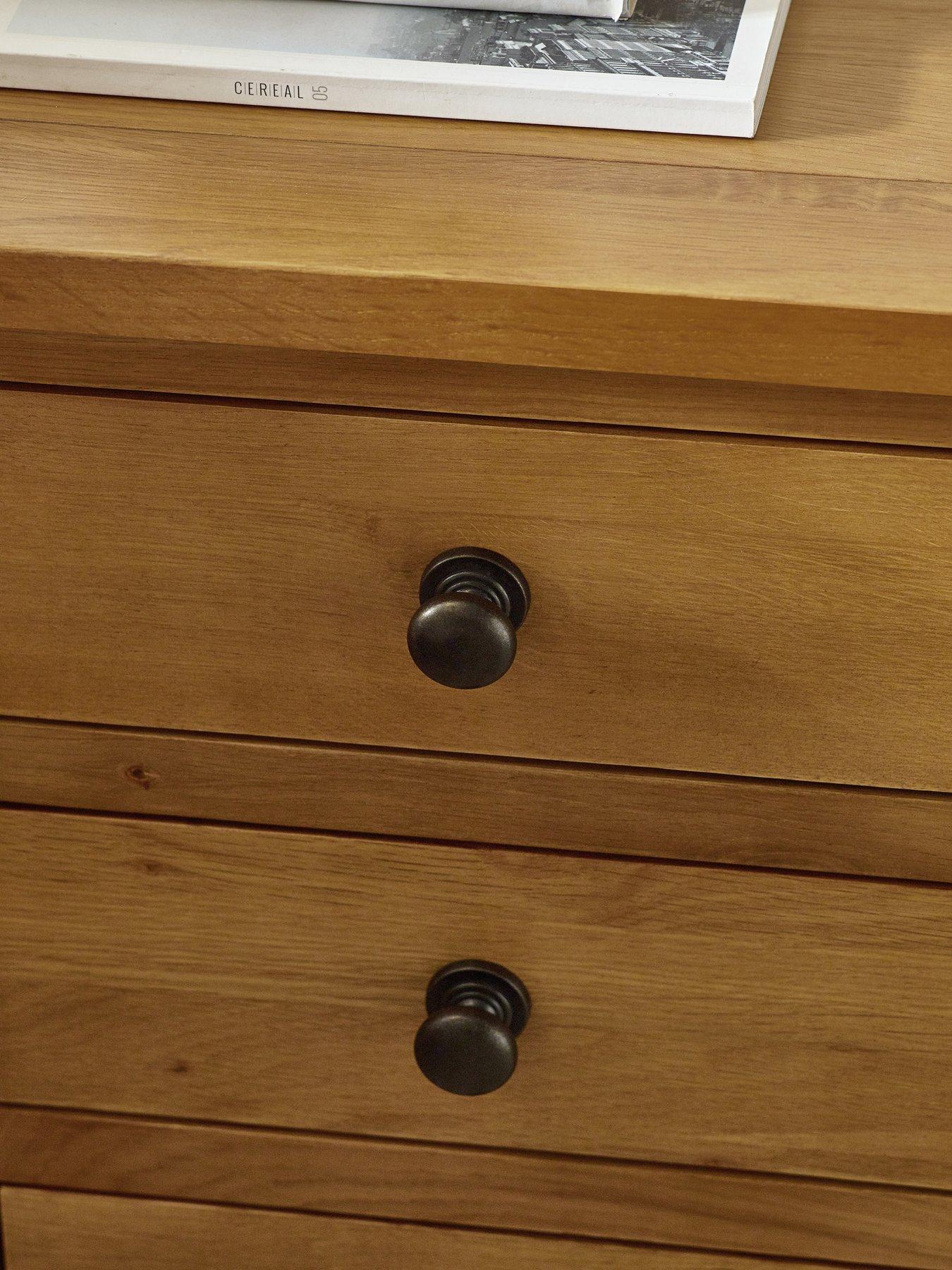 Image 5 of 6 of Julian Bowen Marlborough Ready Assembled 3 Drawer Solid Oak/Oak Veneer Bedside Cabinet
