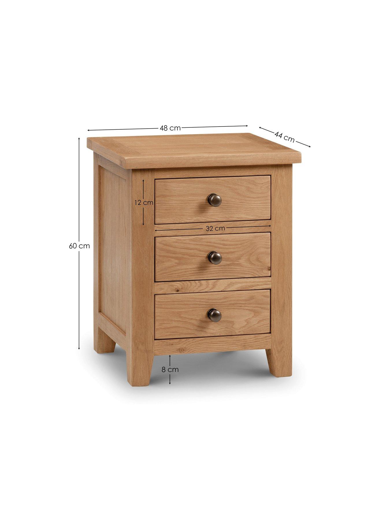Image 6 of 6 of Julian Bowen Marlborough Ready Assembled 3 Drawer Solid Oak/Oak Veneer Bedside Cabinet