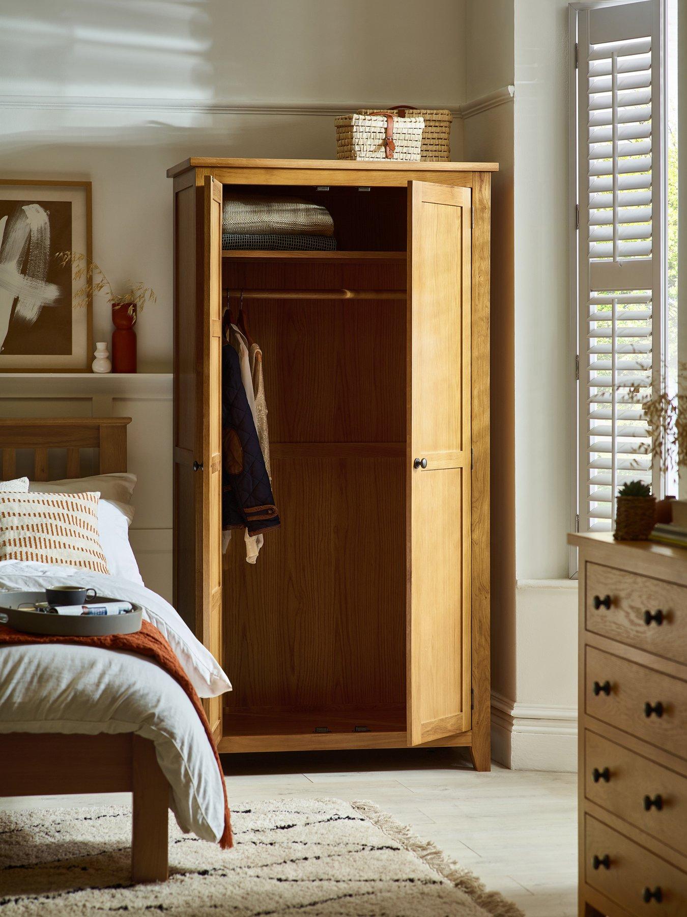 image of julian-bowen-marlborough-2-door-solid-oakoak-veneer-wardrobe