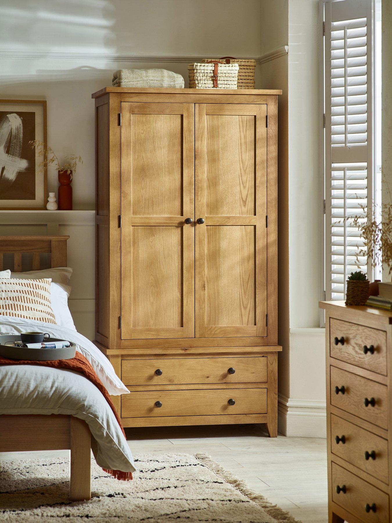Image 1 of 7 of Julian Bowen Marlborough 2 Door, 2 Drawer Solid Oak/Oak Veneer Combination Wardrobe
