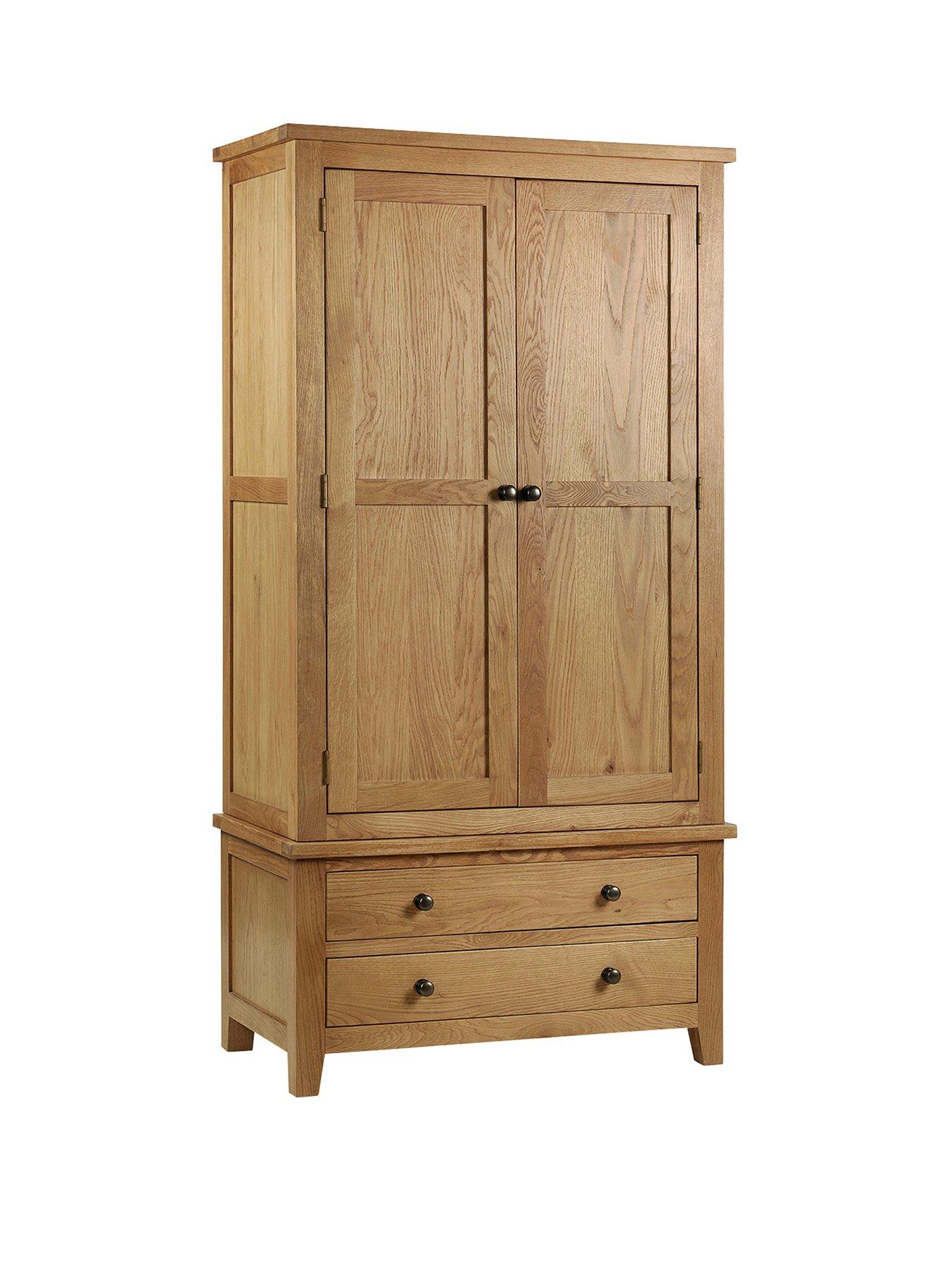 Image 2 of 7 of Julian Bowen Marlborough 2 Door, 2 Drawer Solid Oak/Oak Veneer Combination Wardrobe