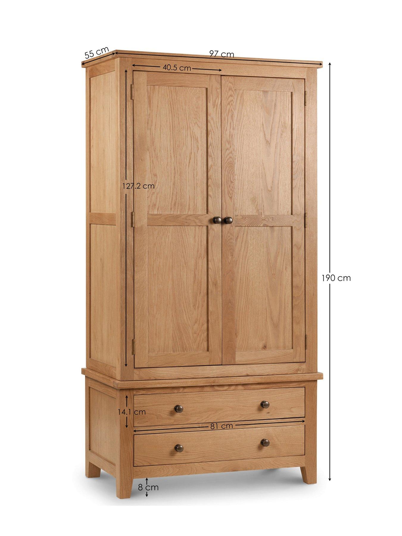 Image 7 of 7 of Julian Bowen Marlborough 2 Door, 2 Drawer Solid Oak/Oak Veneer Combination Wardrobe