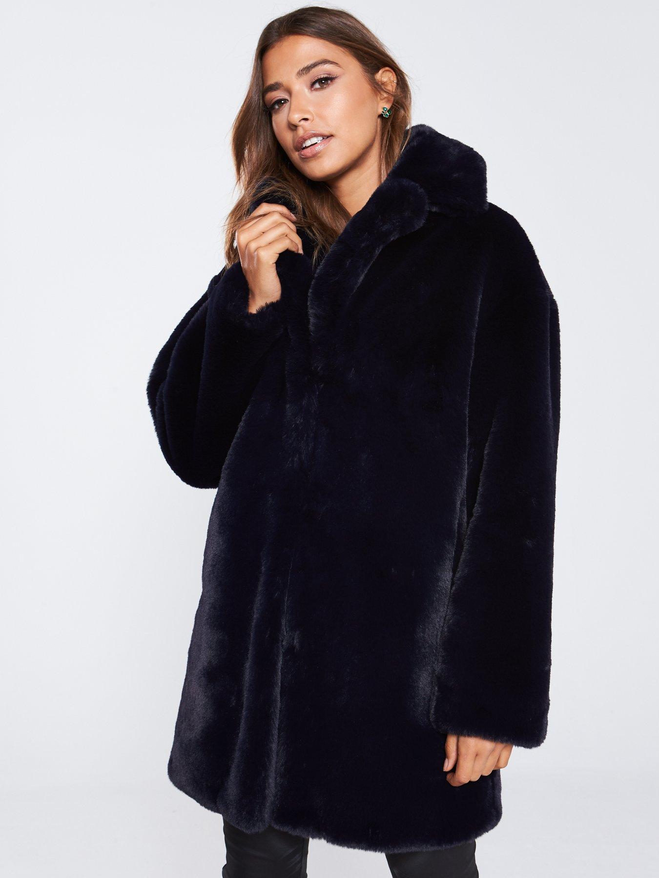 Frankie Faux Fur Coat Navy Frankie Faux Fur Coat Navy