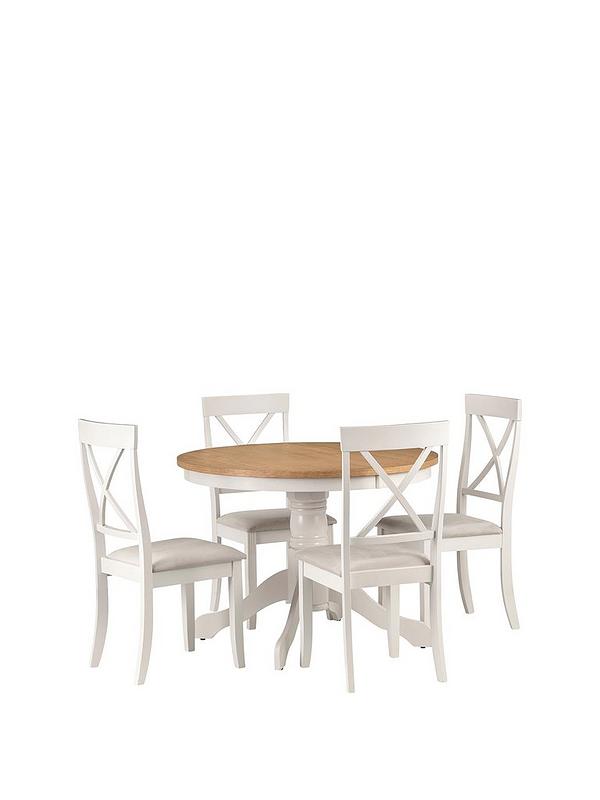 Julian Bowen Davenport 106 Cm Round, Round Oak Kitchen Table And 4 Chairs