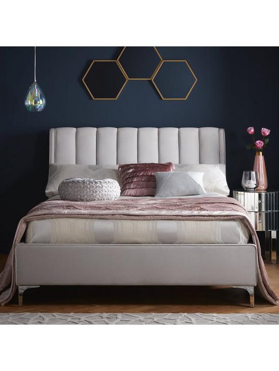 stillFront image of michelle-keegan-home-phoebe-velvet-bed-frame-with-mattress-options-buy-and-save