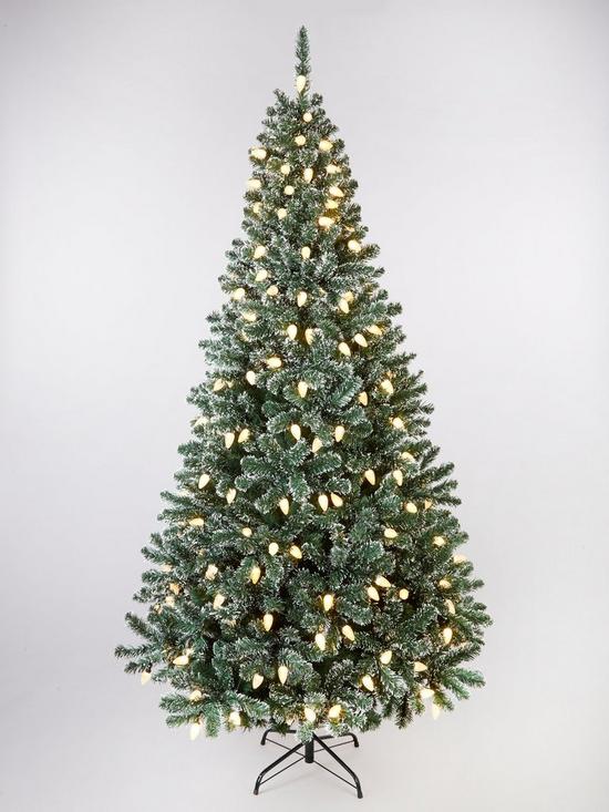 front image of snow-tipped-christmas-tree-with-pinecone-lights-7-ft