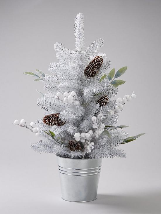 front image of silver-grey-and-white-berry-table-top-christmas-tree