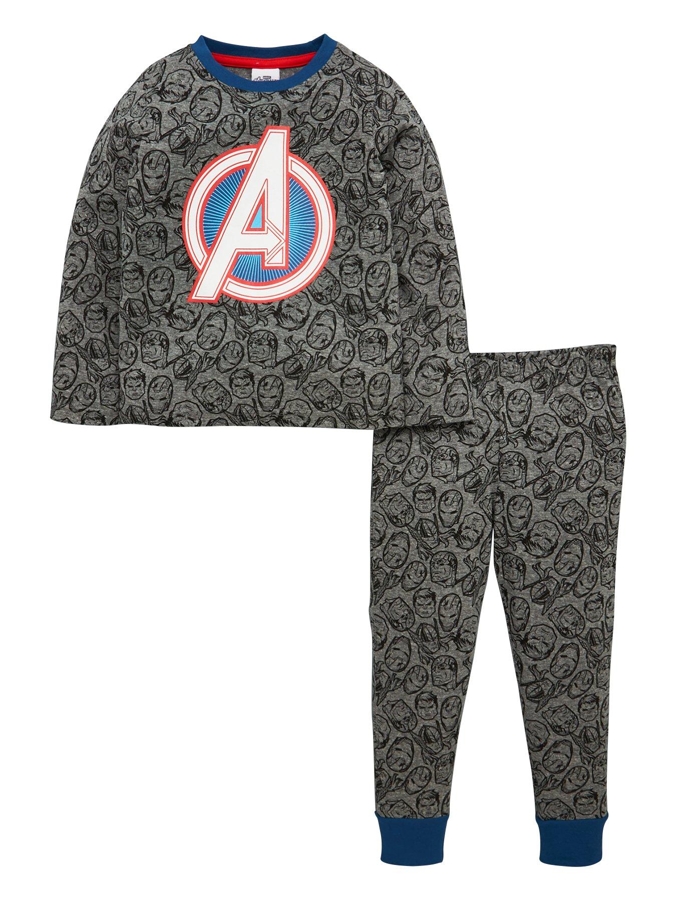 Kids Marvel Avengers Pyjamas Blue Boys Long Children Superhero Nightwear 3-10