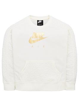 Nike Nike Air Sportswear Girls Fleece Crew Sweat Top - Cream Picture
